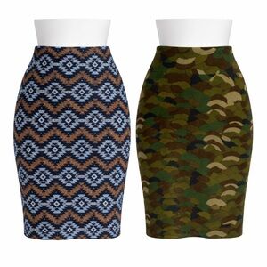 Size XL LuLaRoe Women’s Cassie Pencil Skirt Lot of 2 Camo Geo
